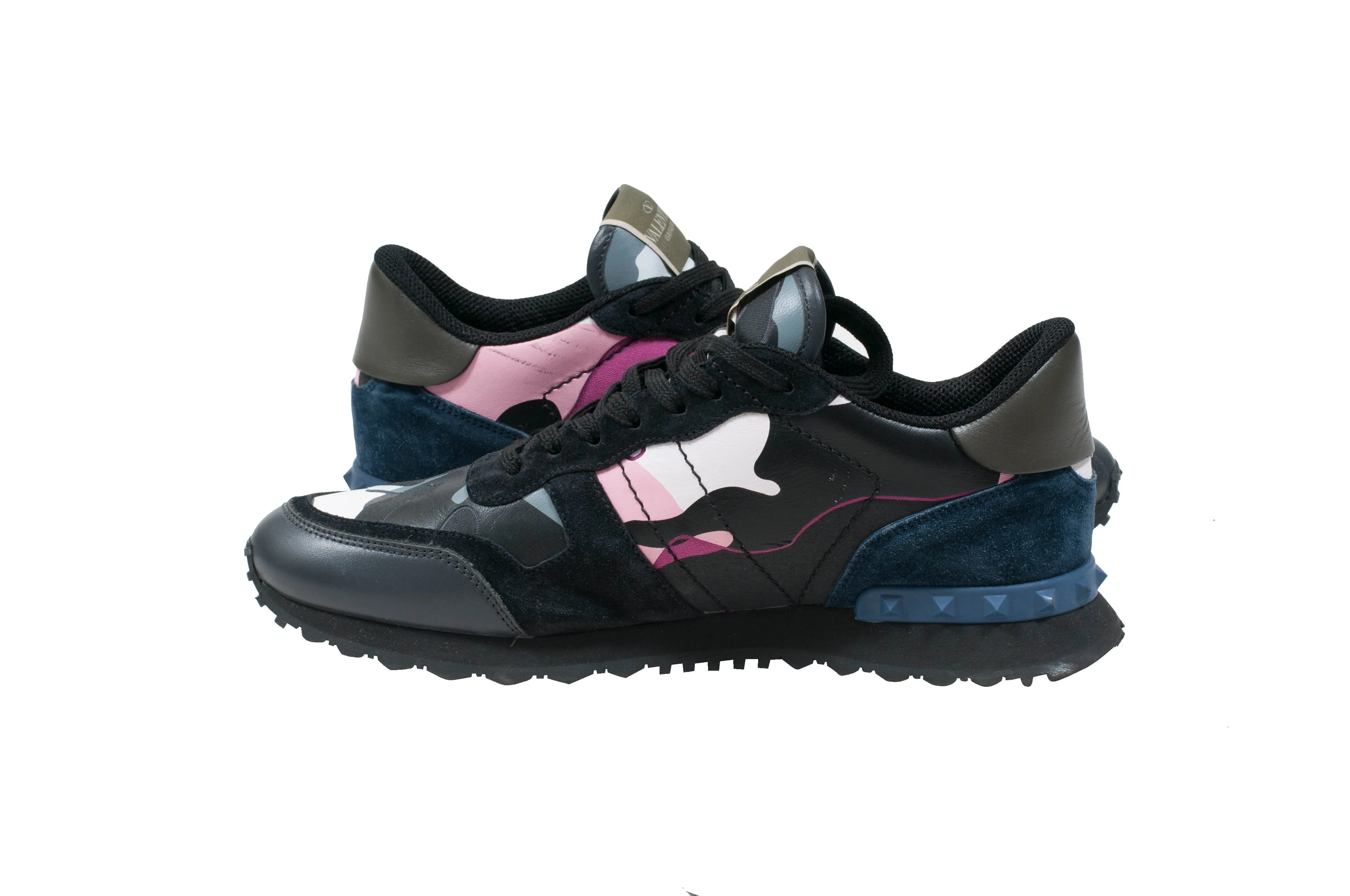 Pink & Blue Camo Suede Leather Rock Runner