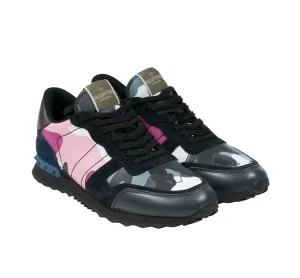 Pink & Blue Camo Suede Leather Rock Runner