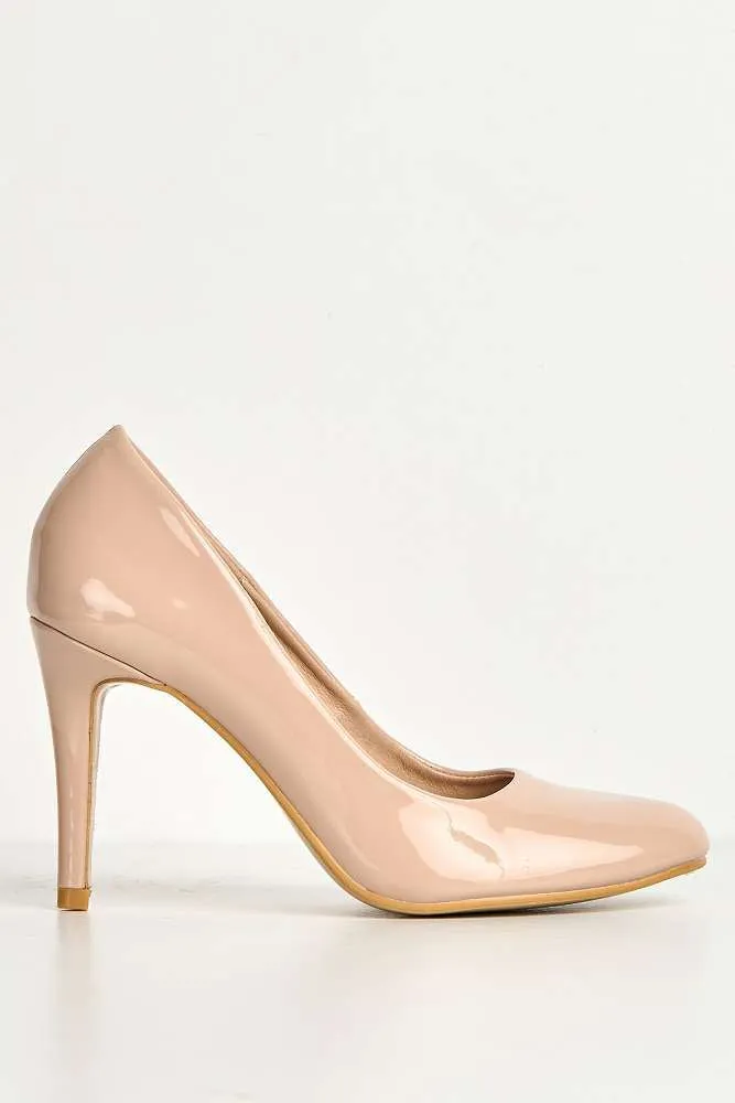 Pippa Round Toe Mid Stiletto Heeled Court Shoes in Nude