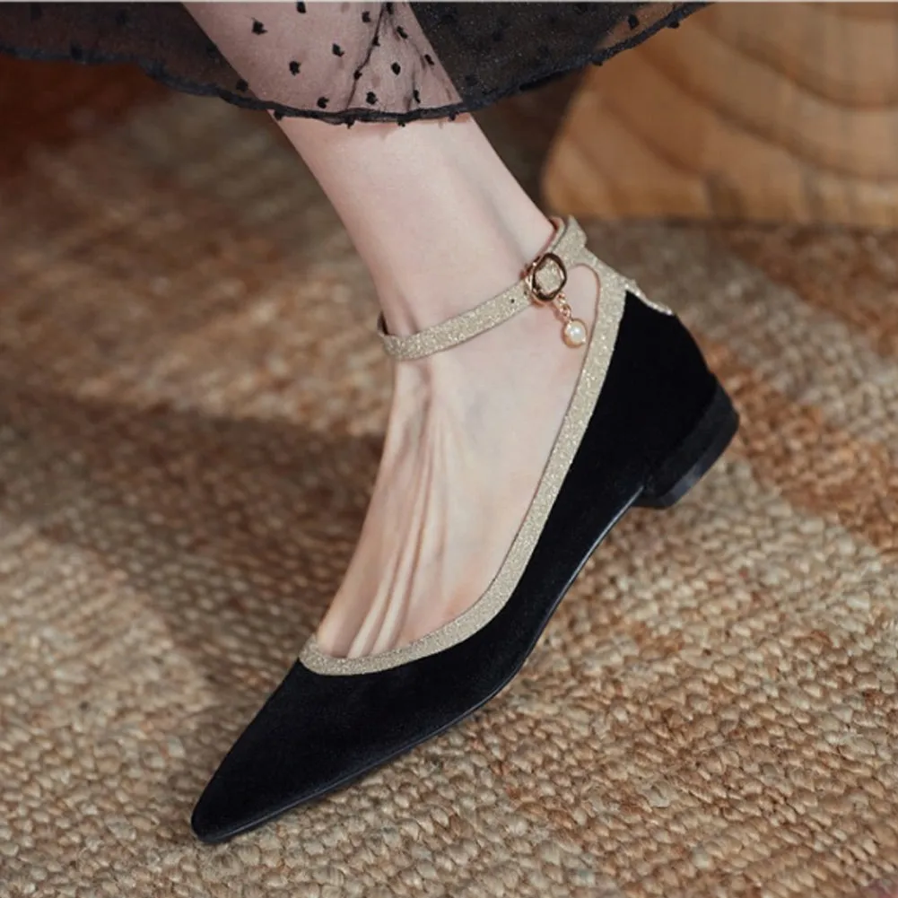 POINTED TOE FLAT VELVET SHOES