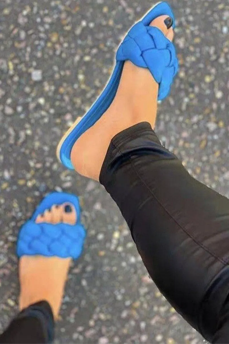 PU Leather Woven Slipper Shoes