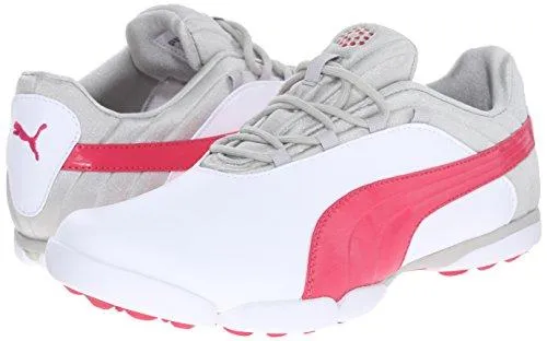 PUMA Women's sunnylite v2 Golf Shoe, White/Rose Red/Gray, 7 M US