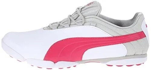 PUMA Women's sunnylite v2 Golf Shoe, White/Rose Red/Gray, 7 M US