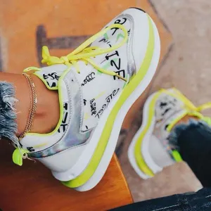Purpdrank - Yellow Fashion Casual Bandage Patchwork Sport Shoes