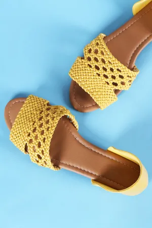 Qupid Woven Peep Toe Slip-On Dorsay Flat