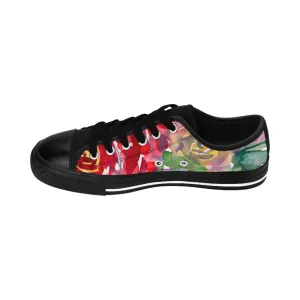 Red Floral Women's Sneakers, Floral Rose Print Best Tennis Casual Shoes For Women (US Size: 6-12)