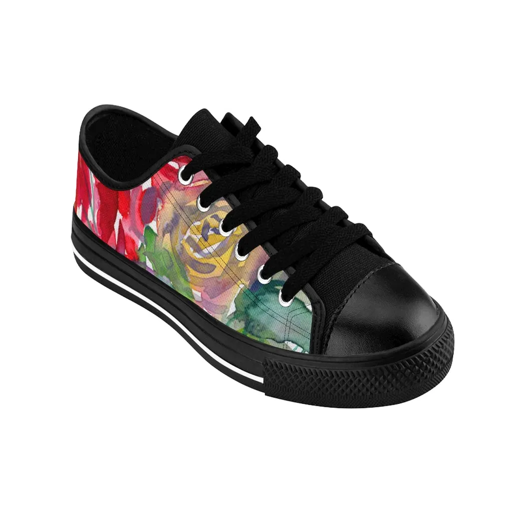 Red Floral Women's Sneakers, Floral Rose Print Best Tennis Casual Shoes For Women (US Size: 6-12)