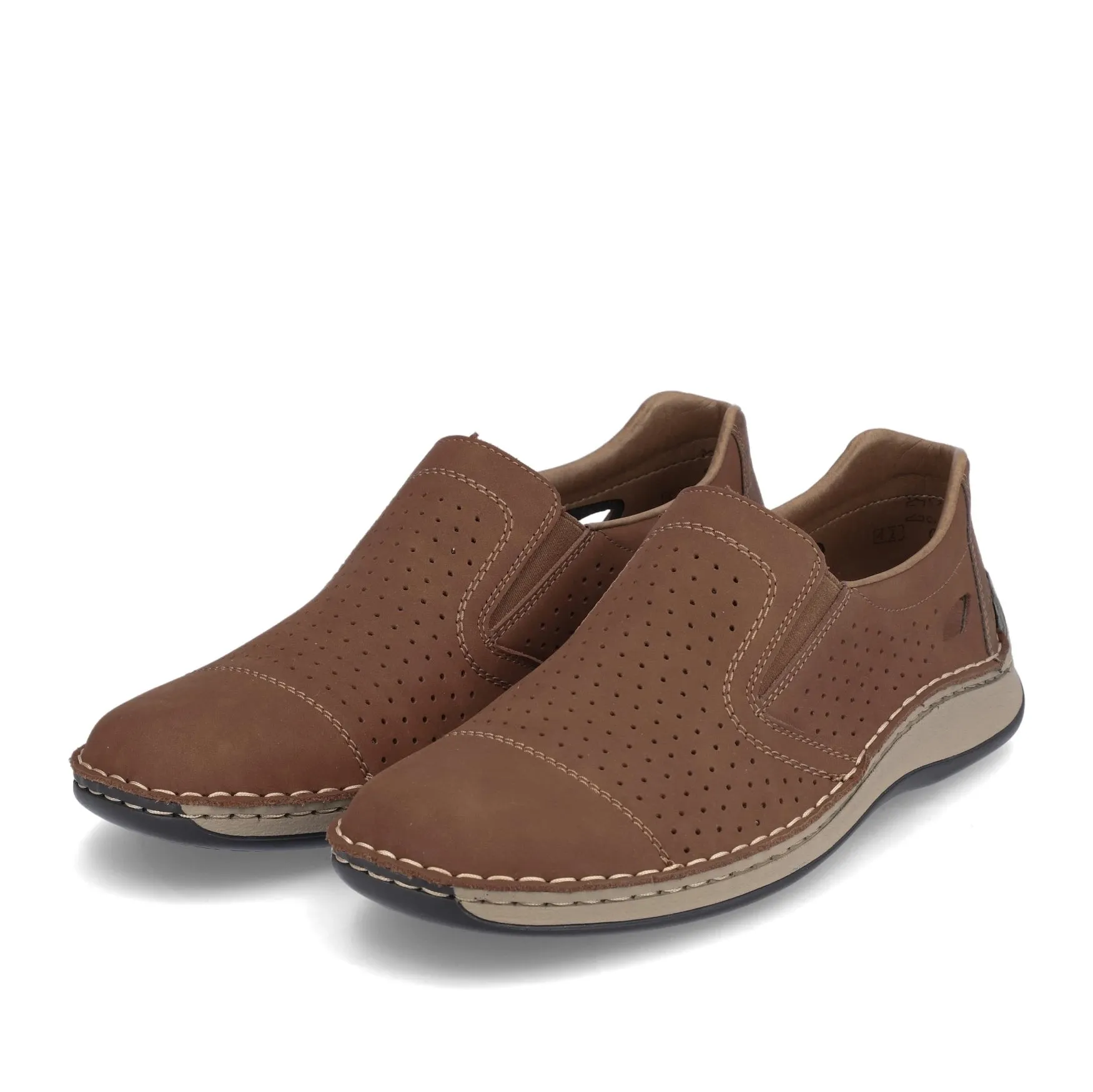 Rieker 05286 Brown Leather Mens Slip On Shoe