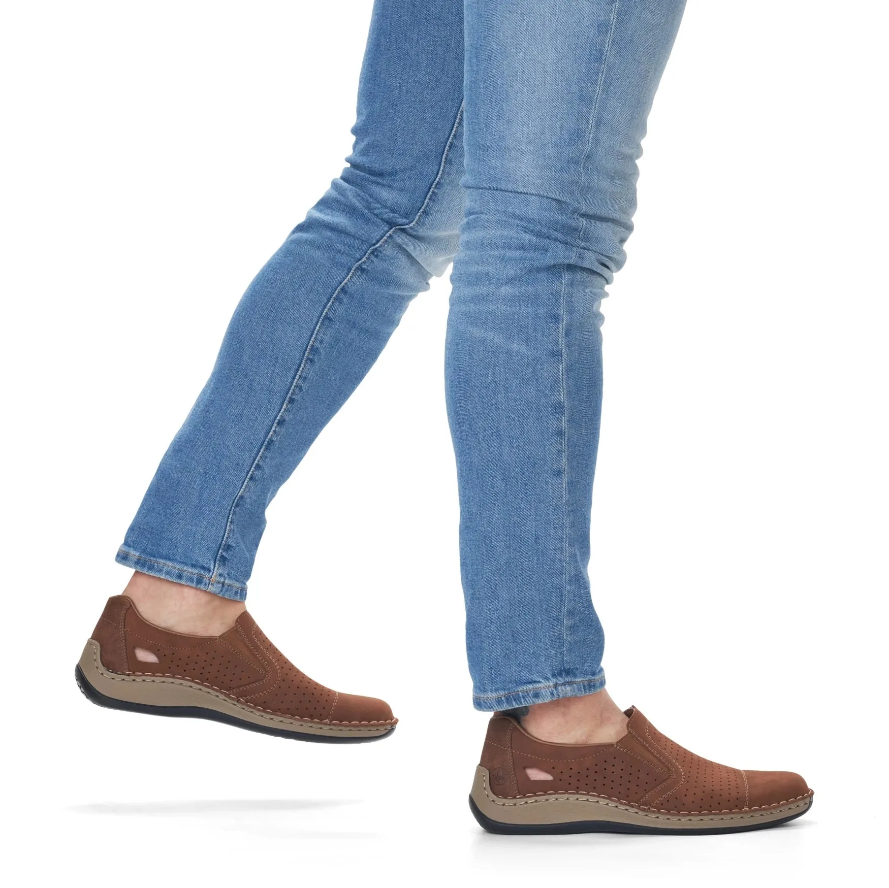 Rieker 05286 Brown Leather Mens Slip On Shoe