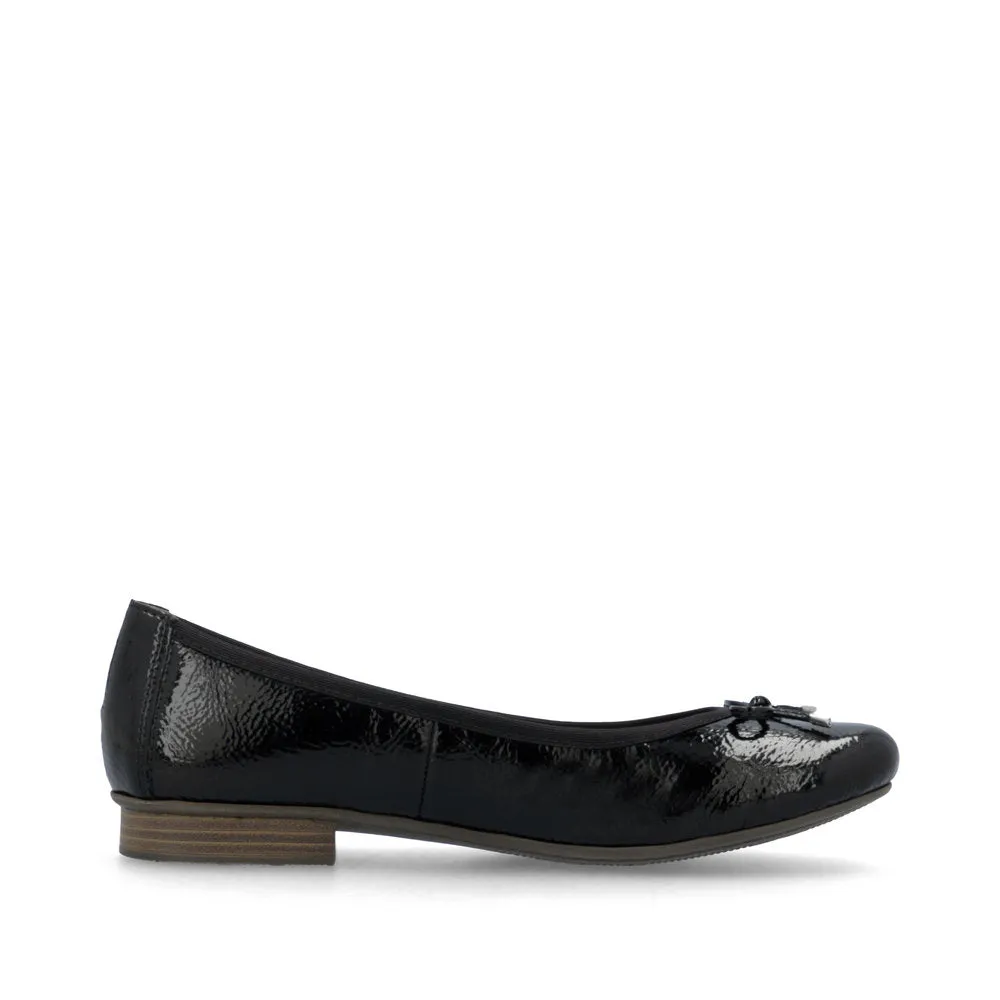 Rieker Ladies Bow Trim Patent Ballet Pump
