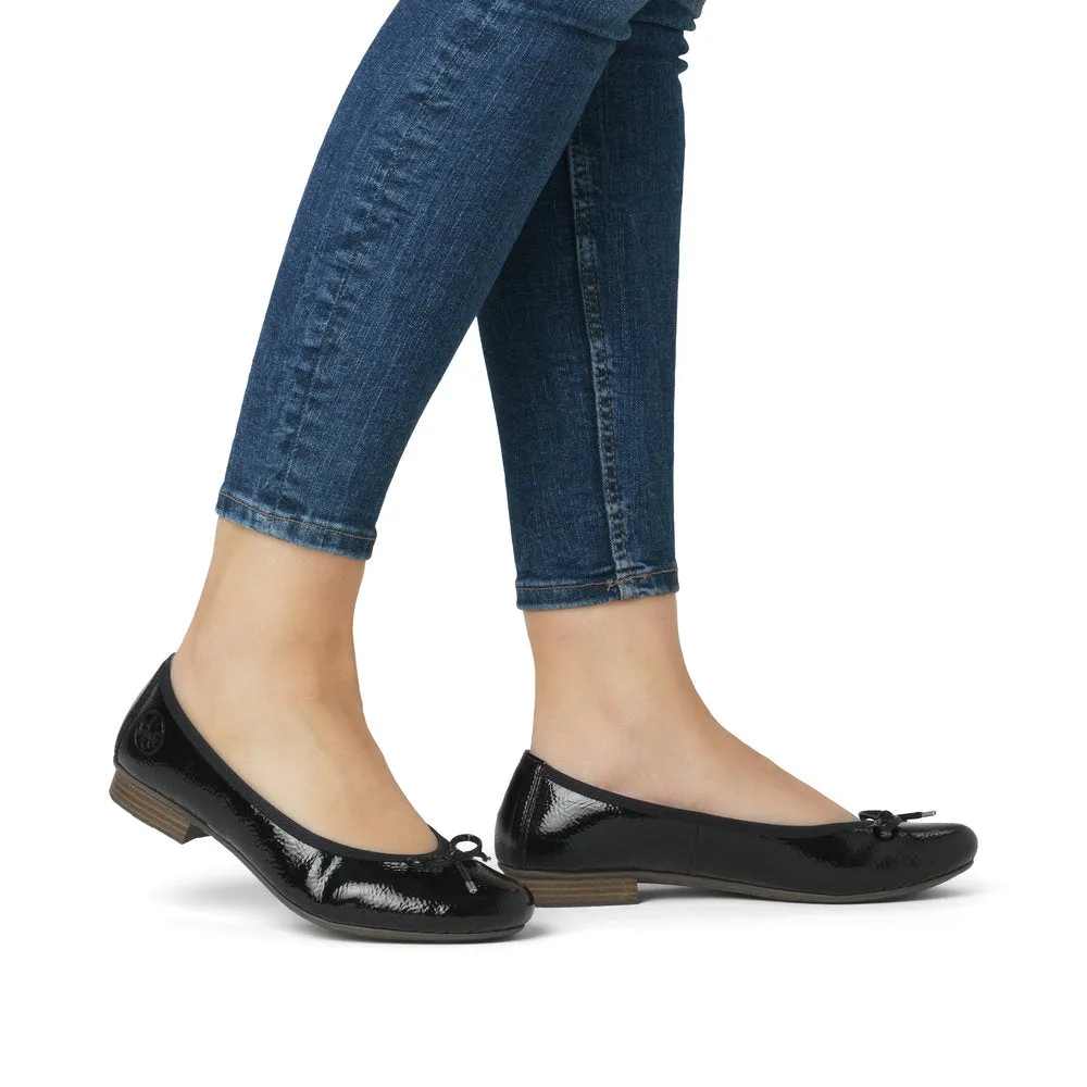 Rieker Ladies Bow Trim Patent Ballet Pump