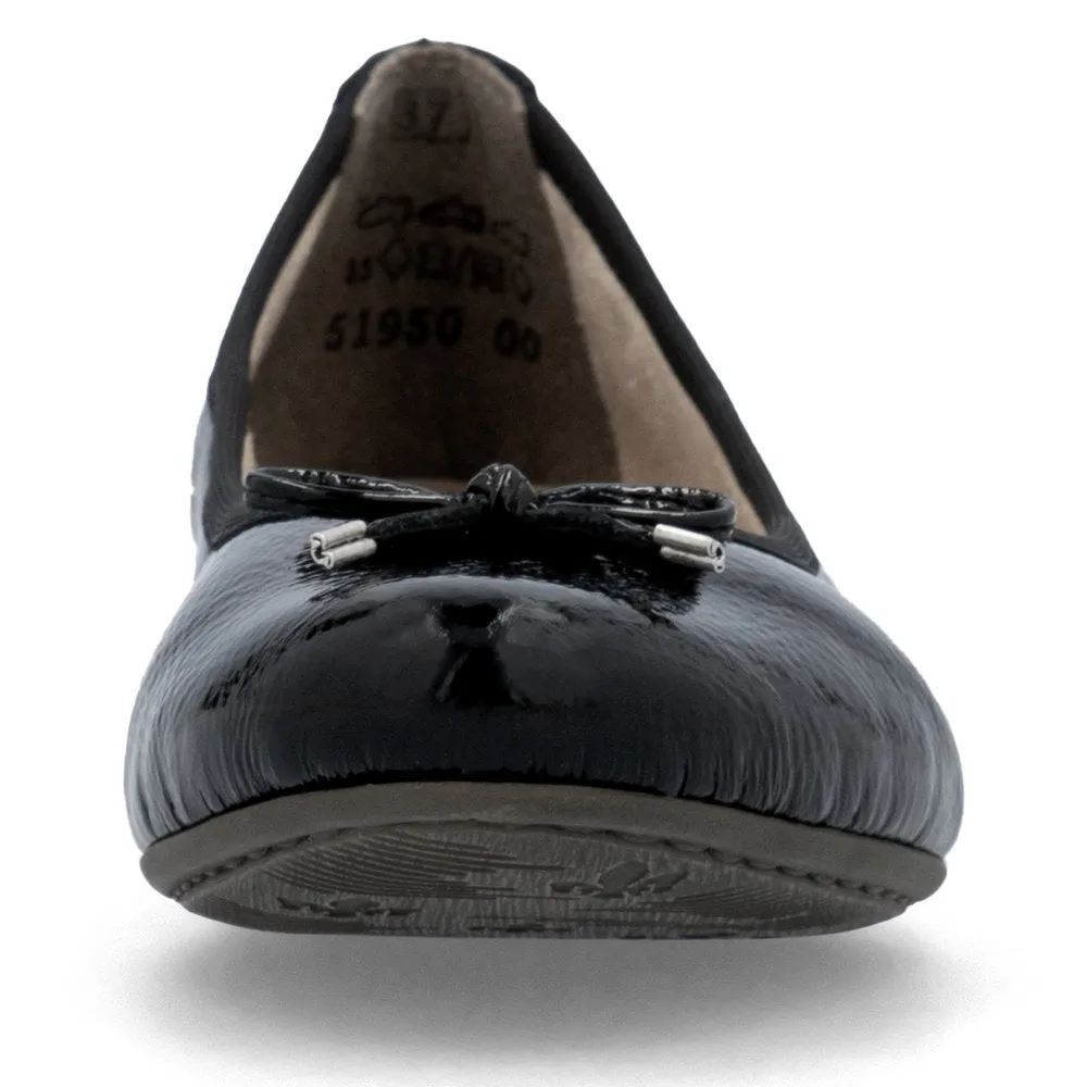 Rieker Ladies Bow Trim Patent Ballet Pump