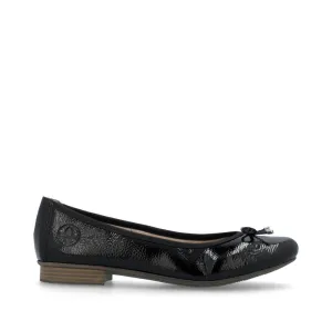 Rieker Ladies Bow Trim Patent Ballet Pump