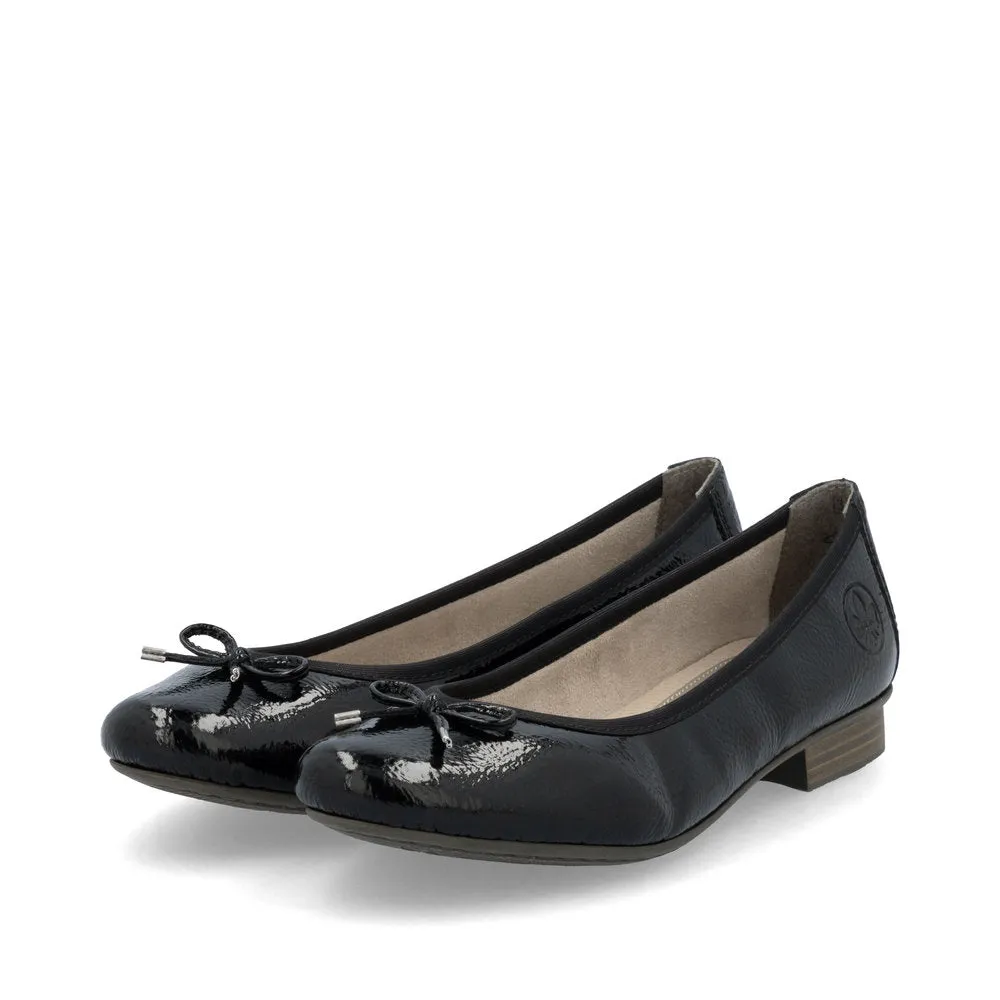 Rieker Ladies Bow Trim Patent Ballet Pump