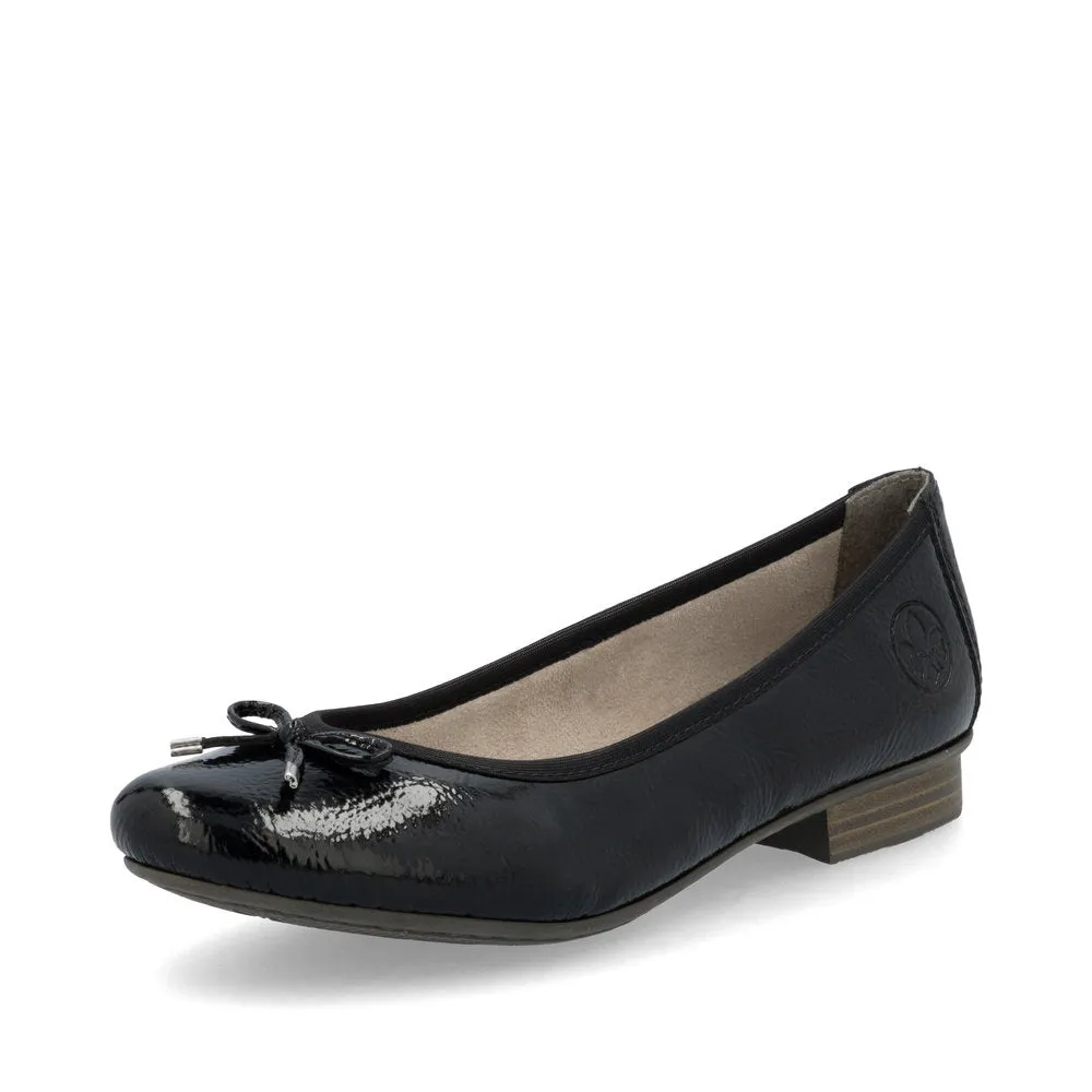 Rieker Ladies Bow Trim Patent Ballet Pump