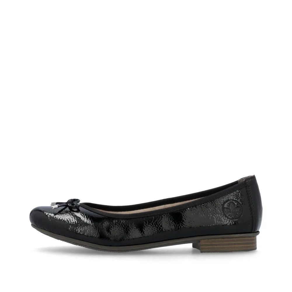Rieker Ladies Bow Trim Patent Ballet Pump