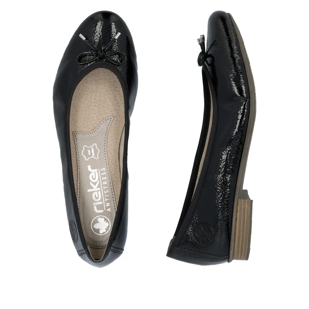 Rieker Ladies Bow Trim Patent Ballet Pump