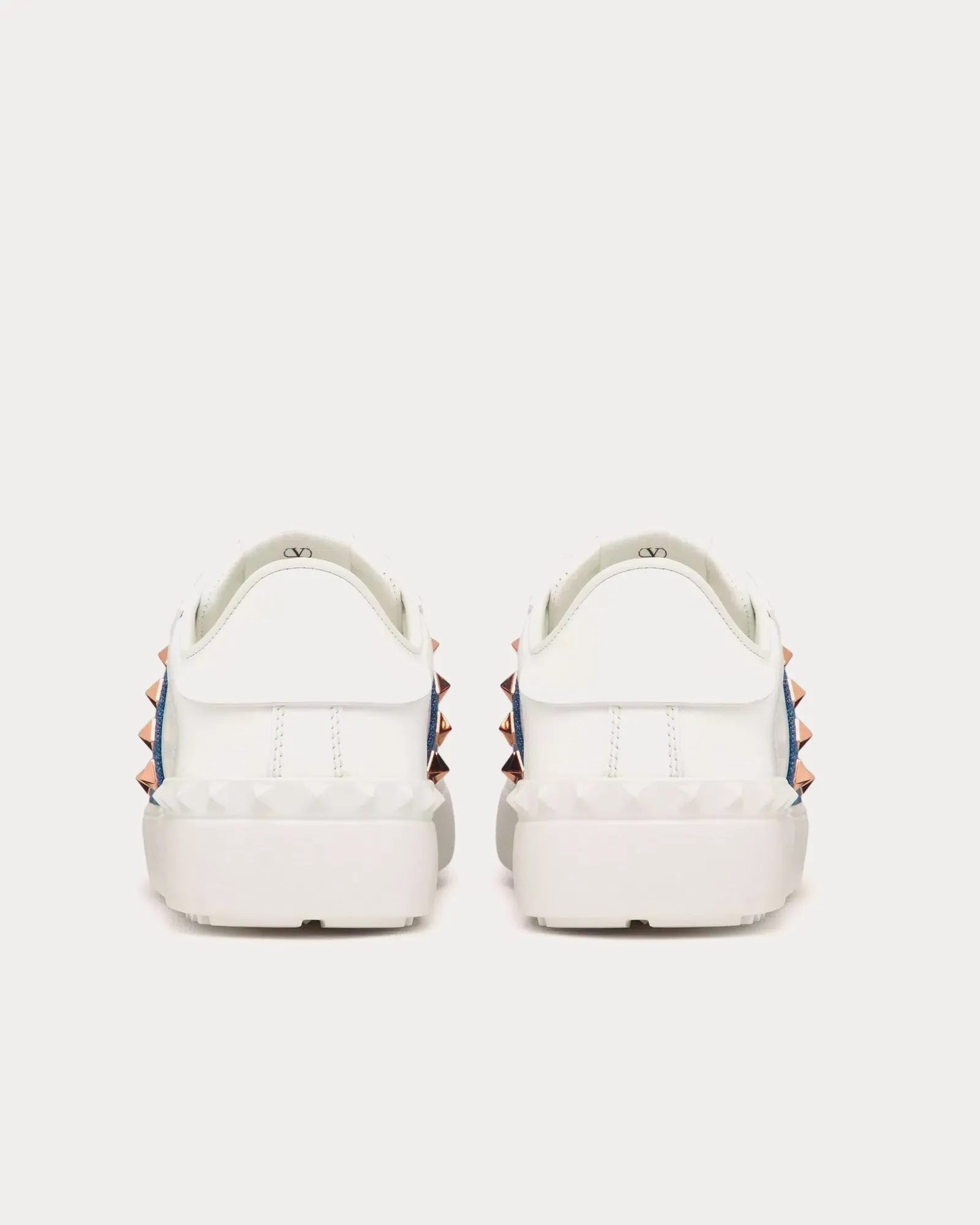 Rockstud Untitled Calfskin with Denim Band White / Denim Low Top Sneakers