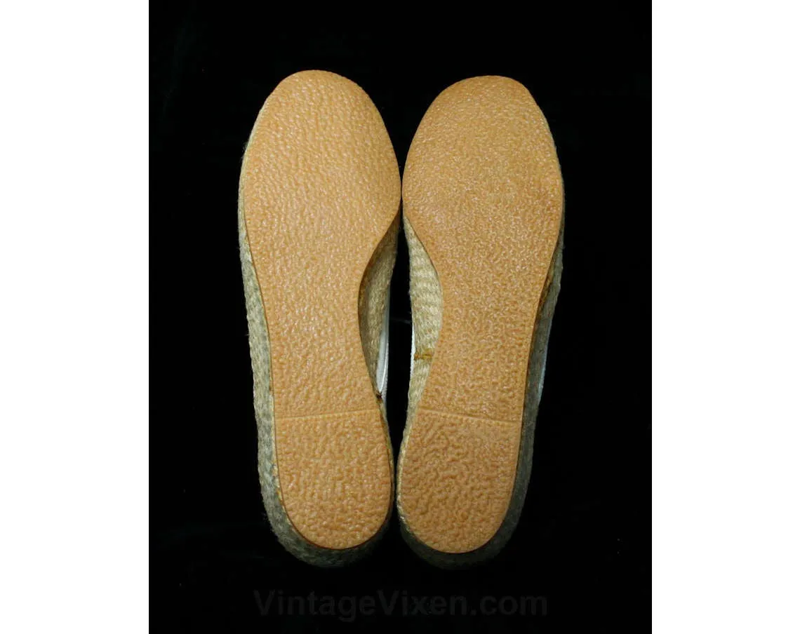Size 10 White Keds Sneakers - Classic Shoes - 80s Casual Neutral Sneaker with Woven Jute Heel - Grasshoppers by Ked's - Deadstock - 10M