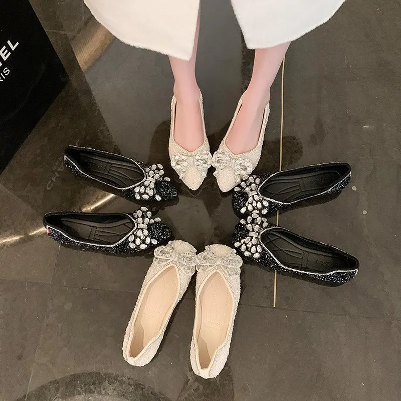 Soft Rhinestone Slip-On Shoes