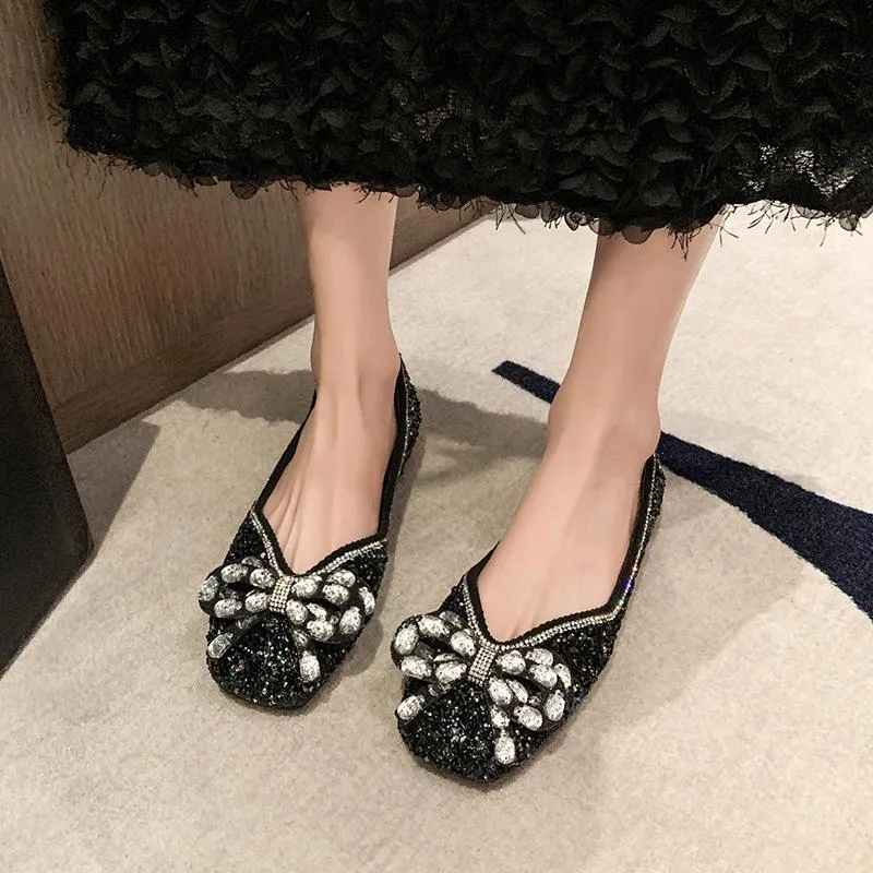 Soft Rhinestone Slip-On Shoes