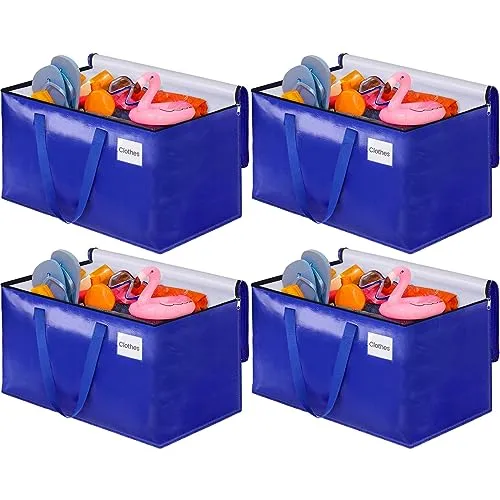 SpaceHacks 4 Pack-125L Heavy Duty Moving Bags, Moving Boxes with Reinforced Handles ＆ Premium Zippers, Storage Totes for Space Saving, Packing ＆ Moving Storage