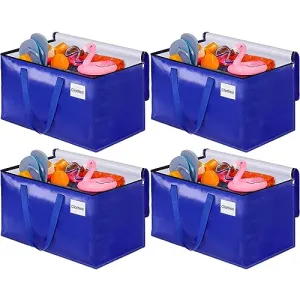 SpaceHacks 4 Pack-125L Heavy Duty Moving Bags, Moving Boxes with Reinforced Handles ＆ Premium Zippers, Storage Totes for Space Saving, Packing ＆ Moving Storage