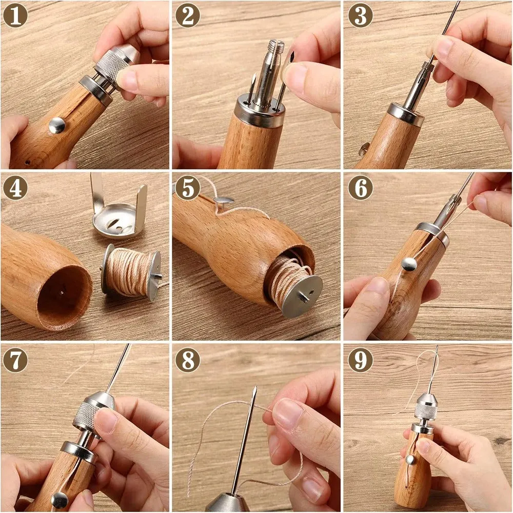 Speedy Stitcher Sewing Awl Kit - Professional Hand Stitching Tool for Leather & Heavy Fabrics
