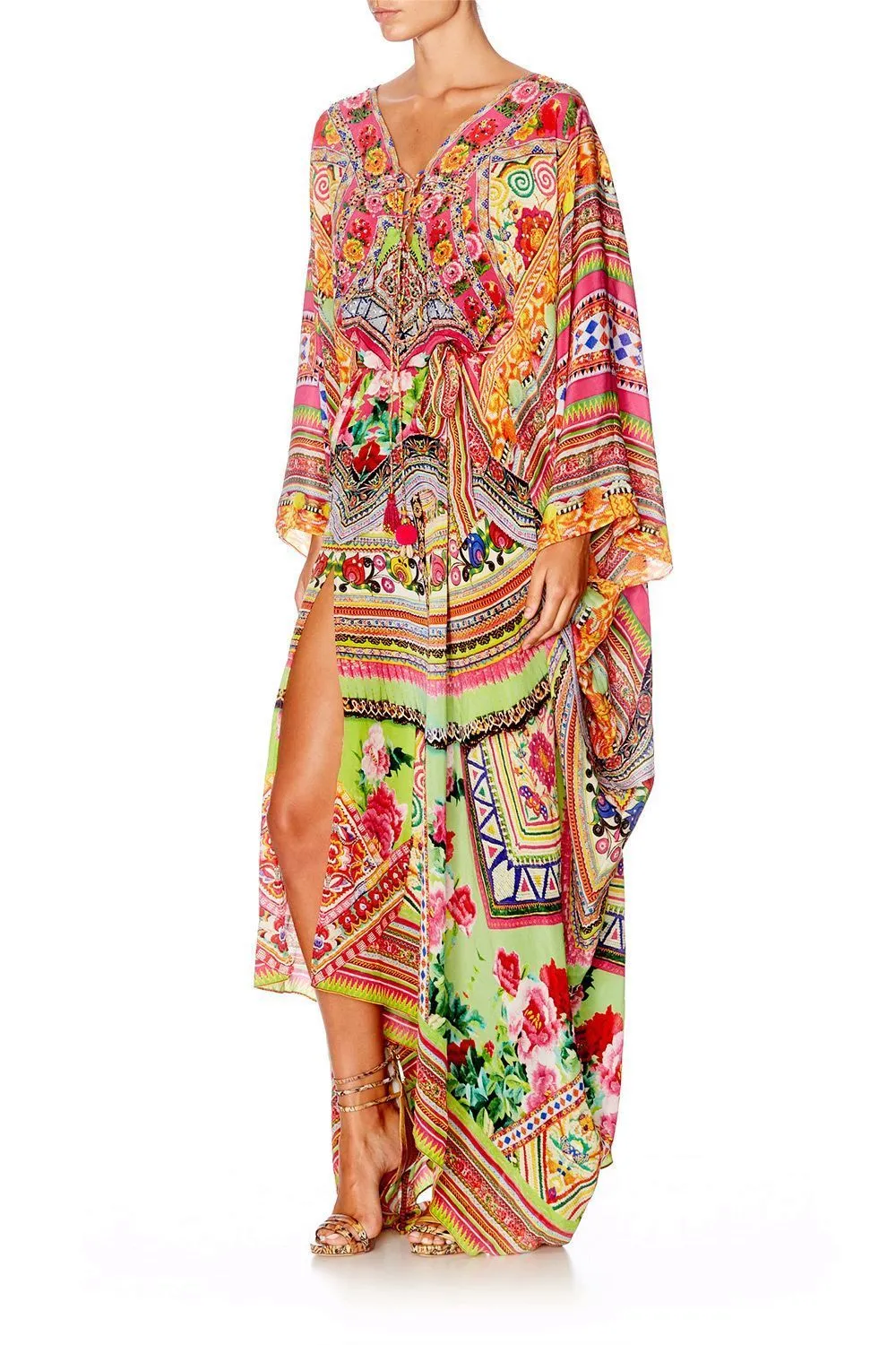 SPLIT HEM LACE UP KAFTAN HANI HONEY