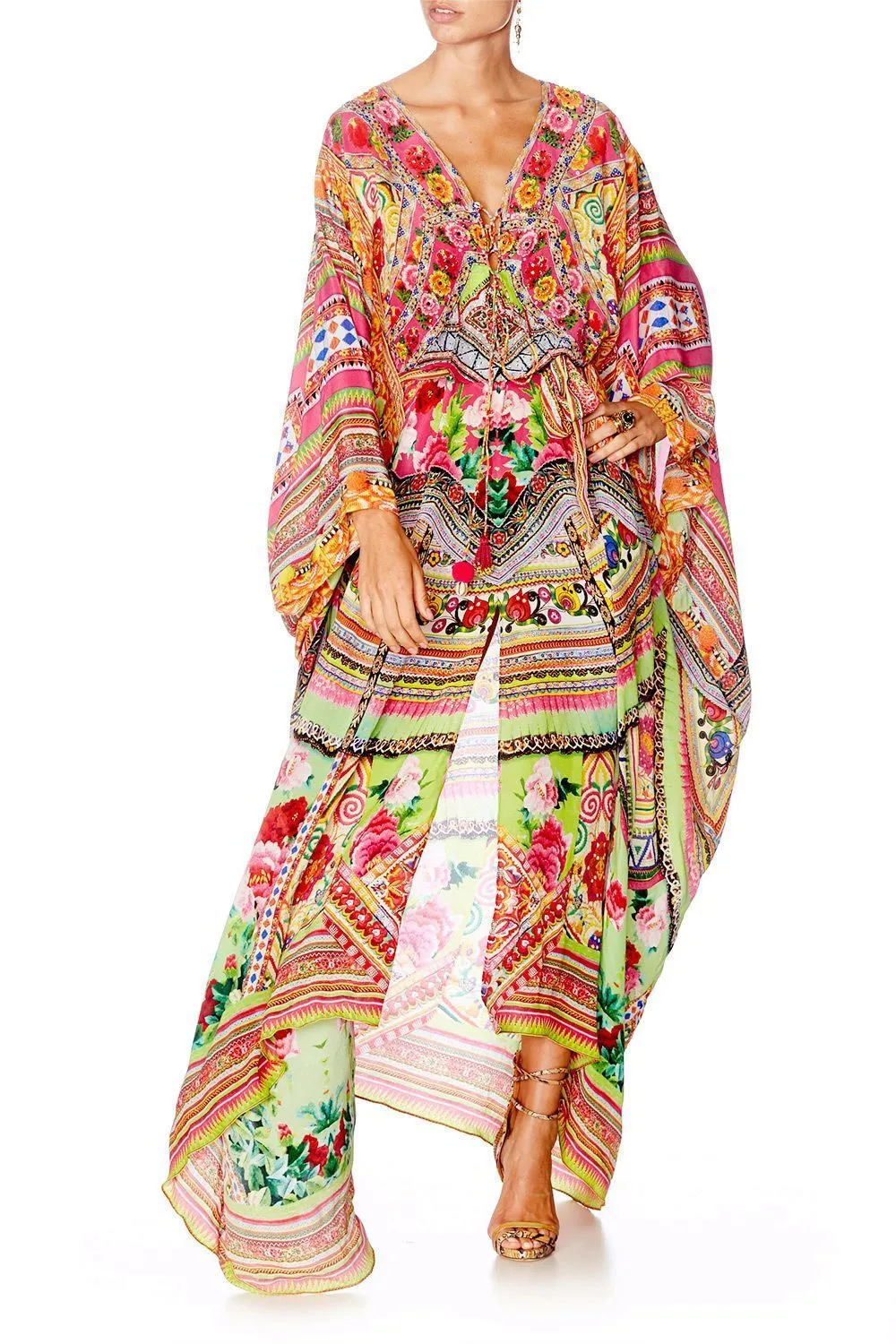 SPLIT HEM LACE UP KAFTAN HANI HONEY