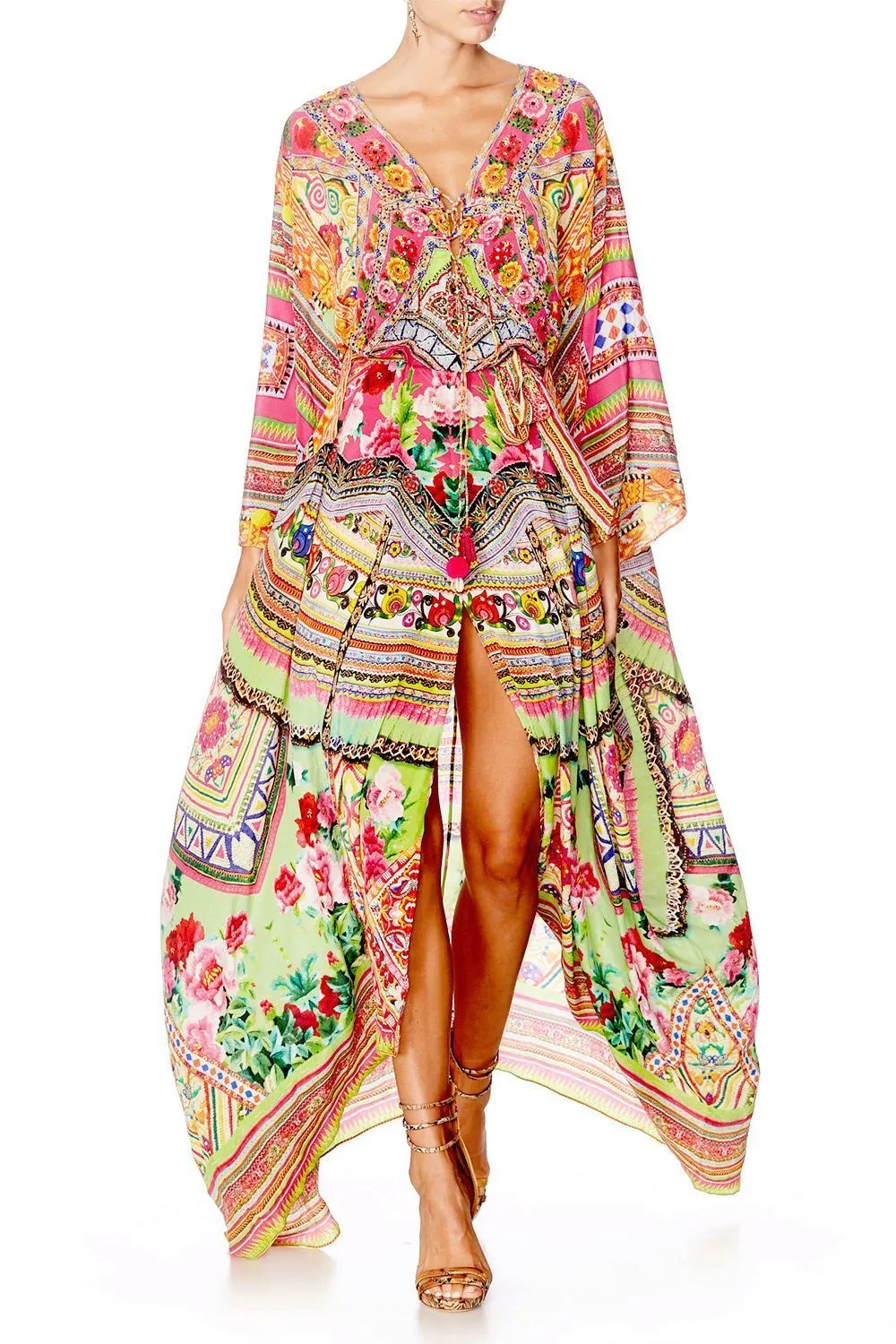 SPLIT HEM LACE UP KAFTAN HANI HONEY