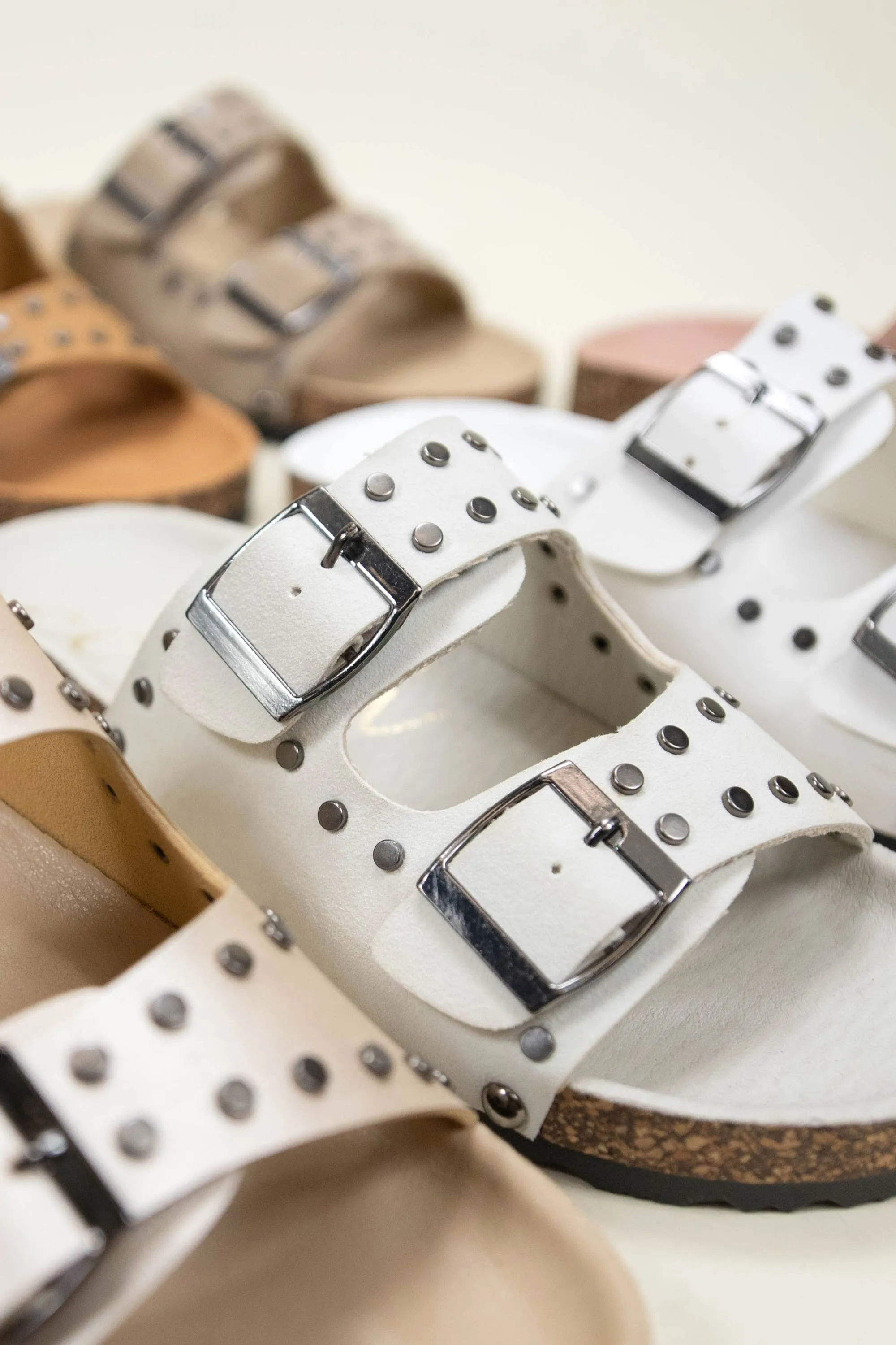 STUDDED BIRKENSTOCK CORK SLIDE SANDAL