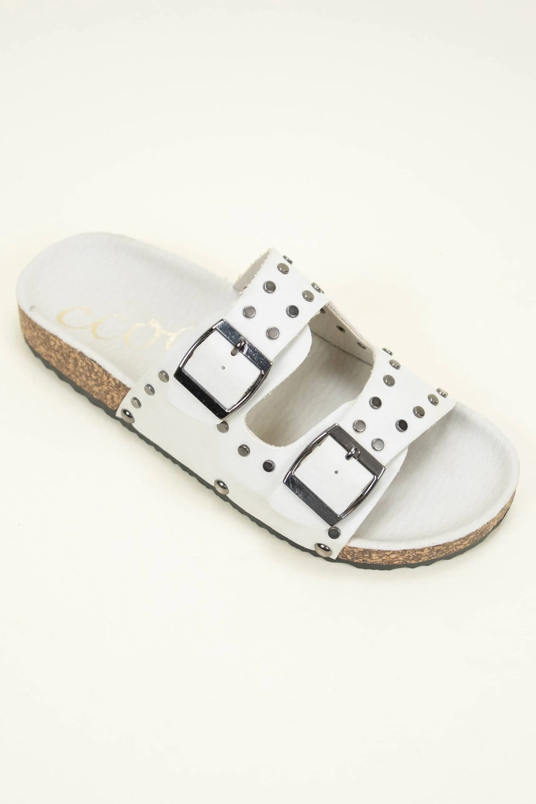 STUDDED BIRKENSTOCK CORK SLIDE SANDAL