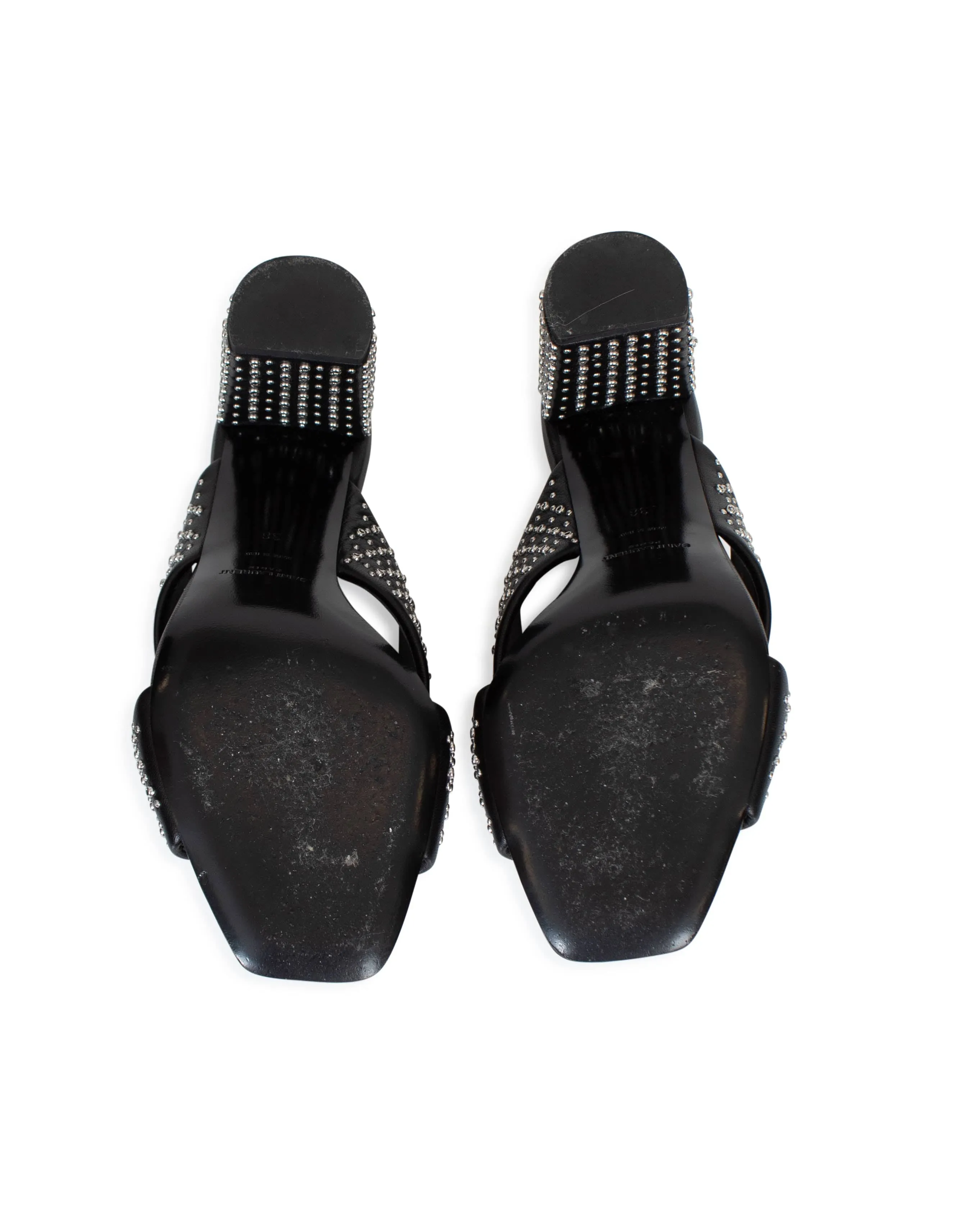 Studded Black "LouLou" Block Heel Mules