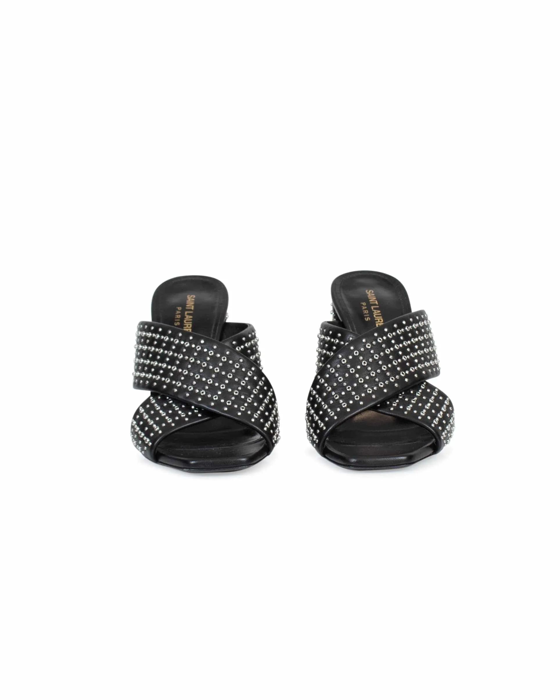 Studded Black "LouLou" Block Heel Mules