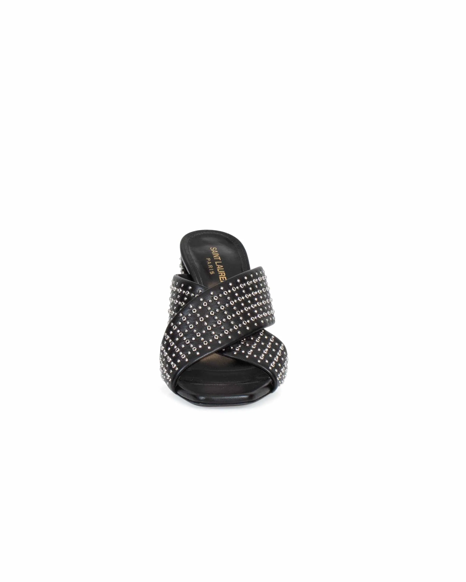 Studded Black "LouLou" Block Heel Mules
