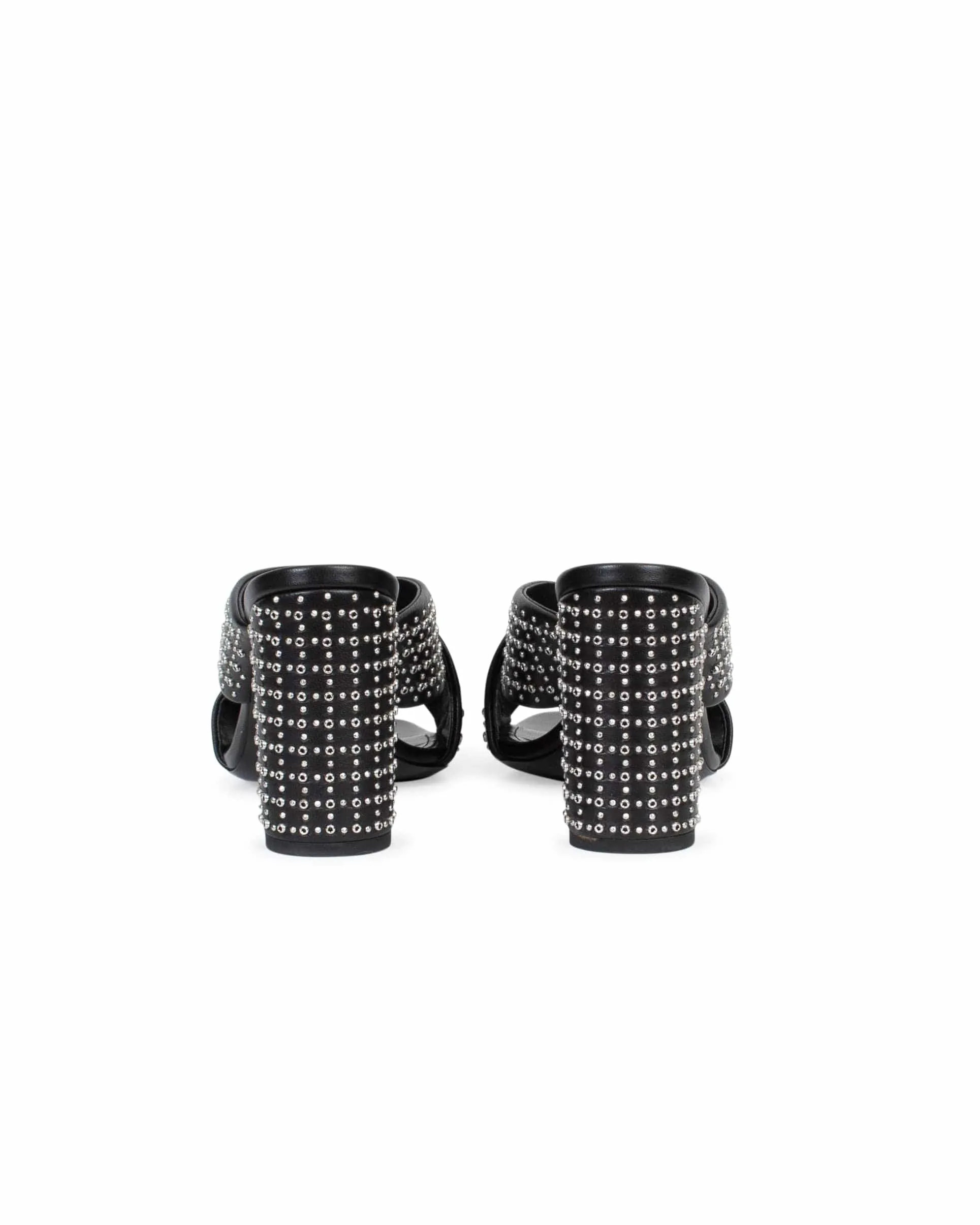Studded Black "LouLou" Block Heel Mules