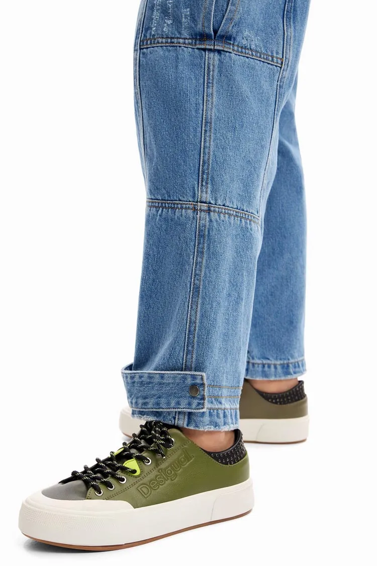 Studded Platform Leather Sneakers