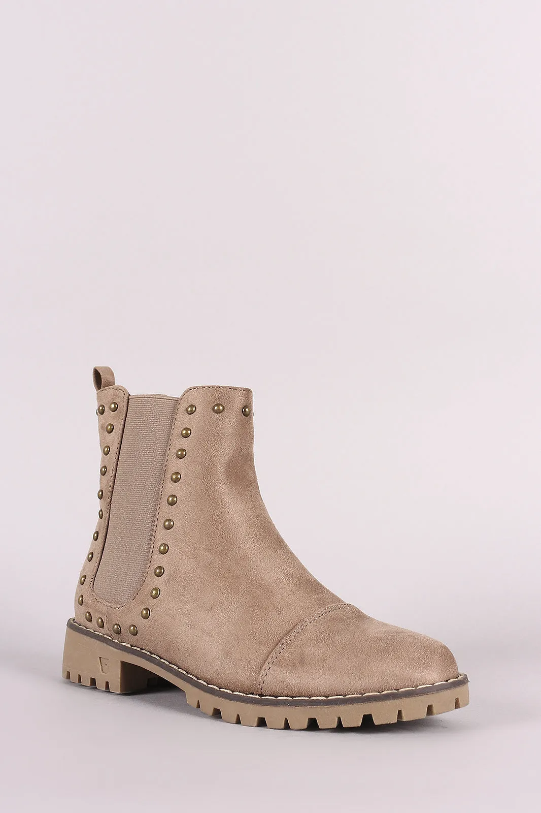 Studded Round Toe Chelsea Booties