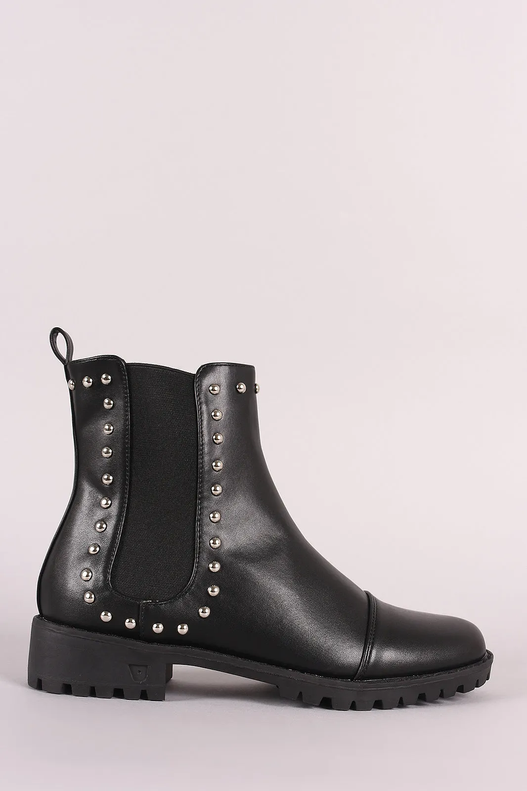 Studded Round Toe Chelsea Booties