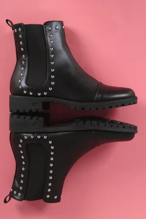 Studded Round Toe Chelsea Booties