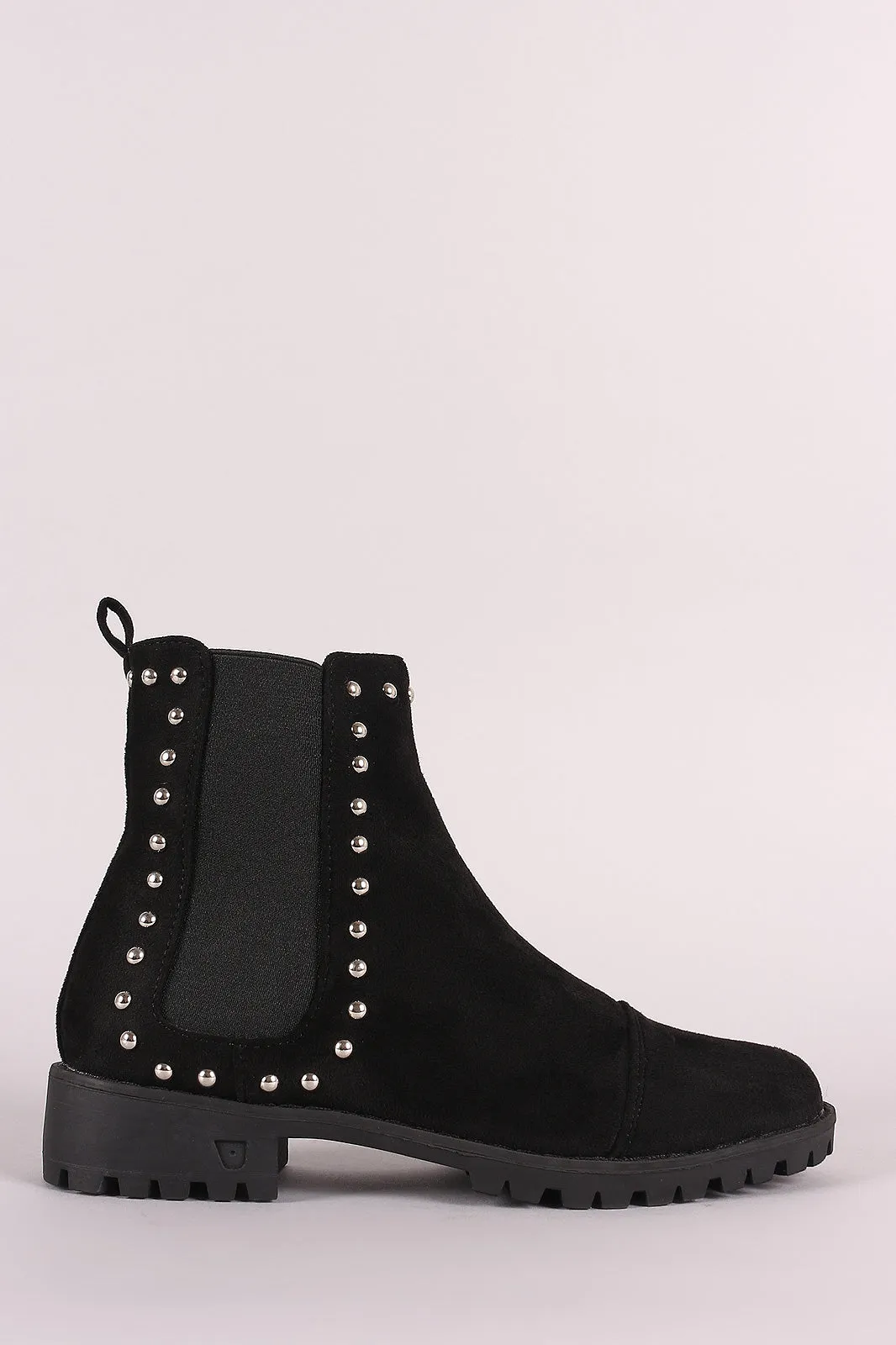 Studded Round Toe Chelsea Booties