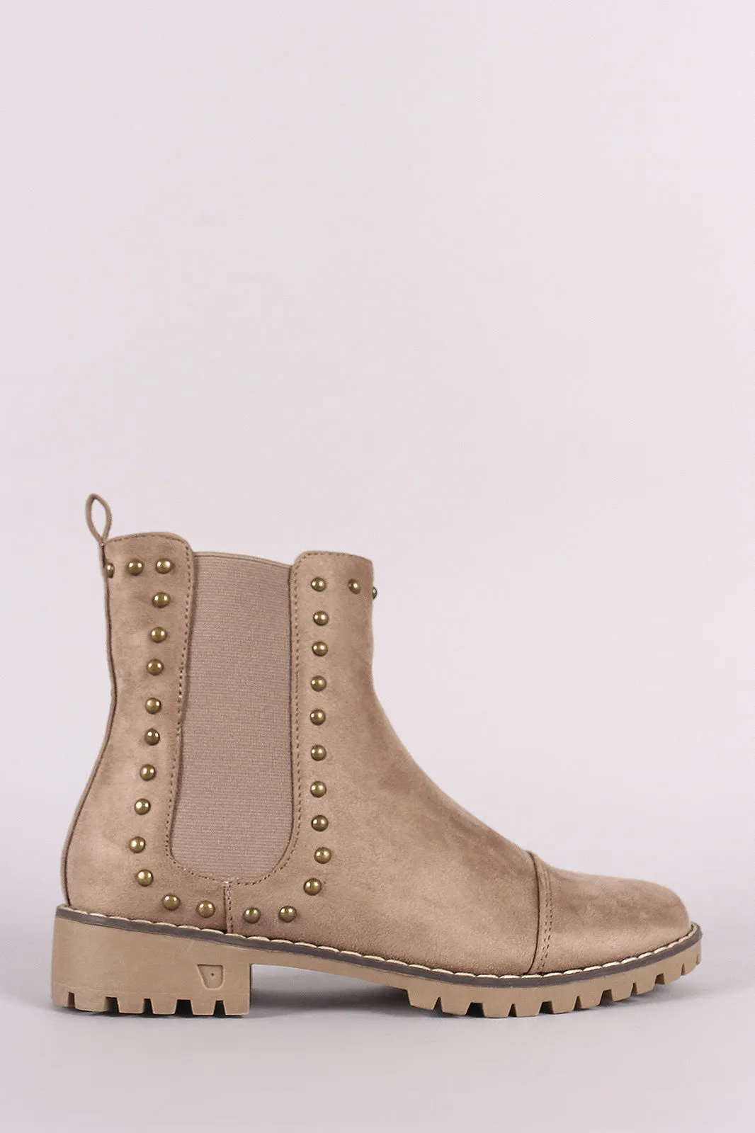Studded Round Toe Chelsea Booties