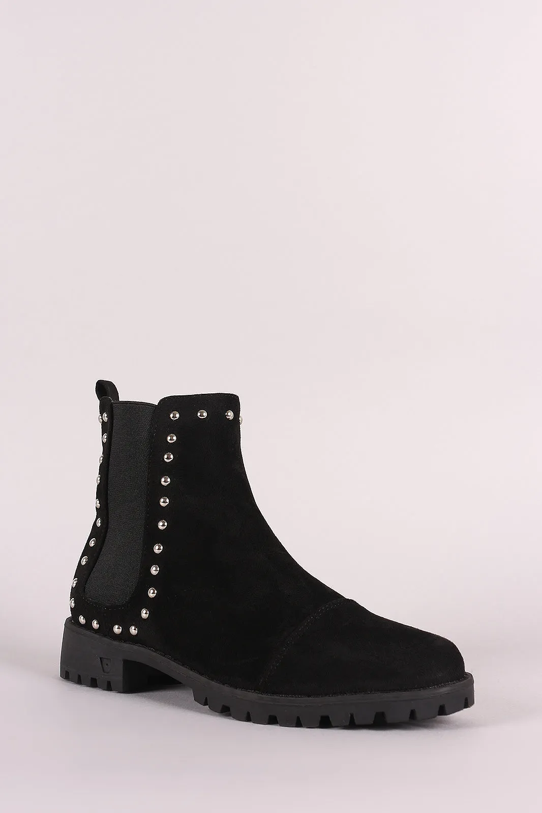 Studded Round Toe Chelsea Booties