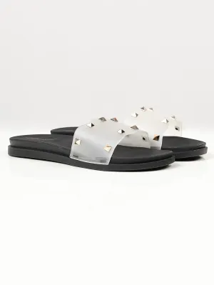 Studded Slide Slippers - Black