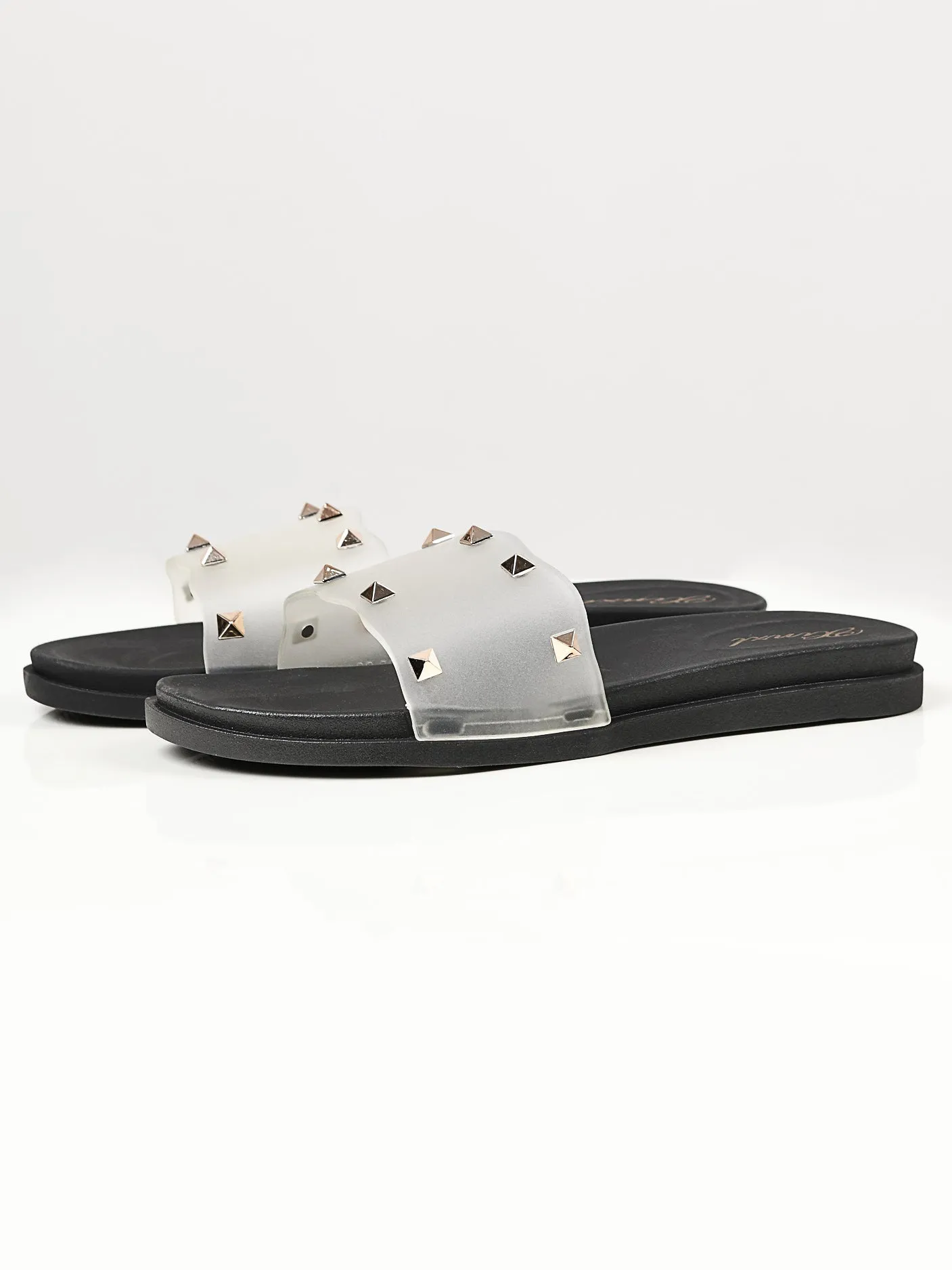 Studded Slide Slippers - Black