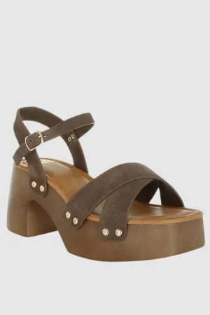 Studded Suede Clog Sandals