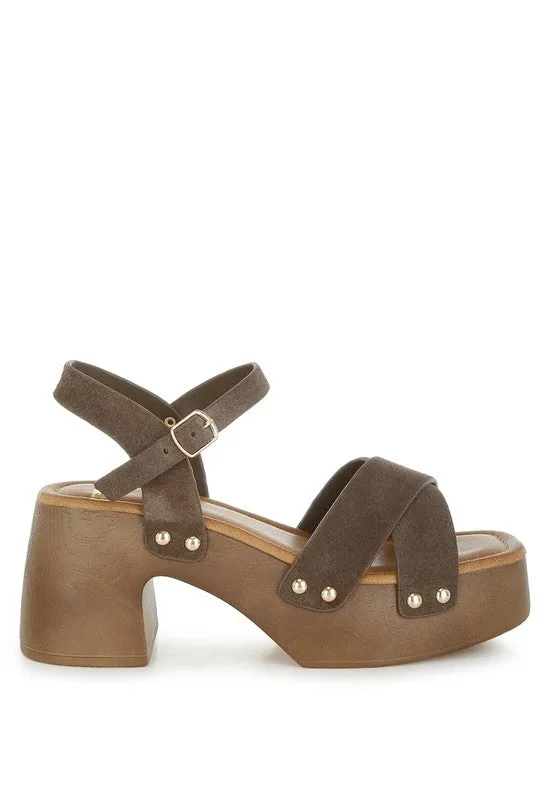 Studded Suede Clog Sandals