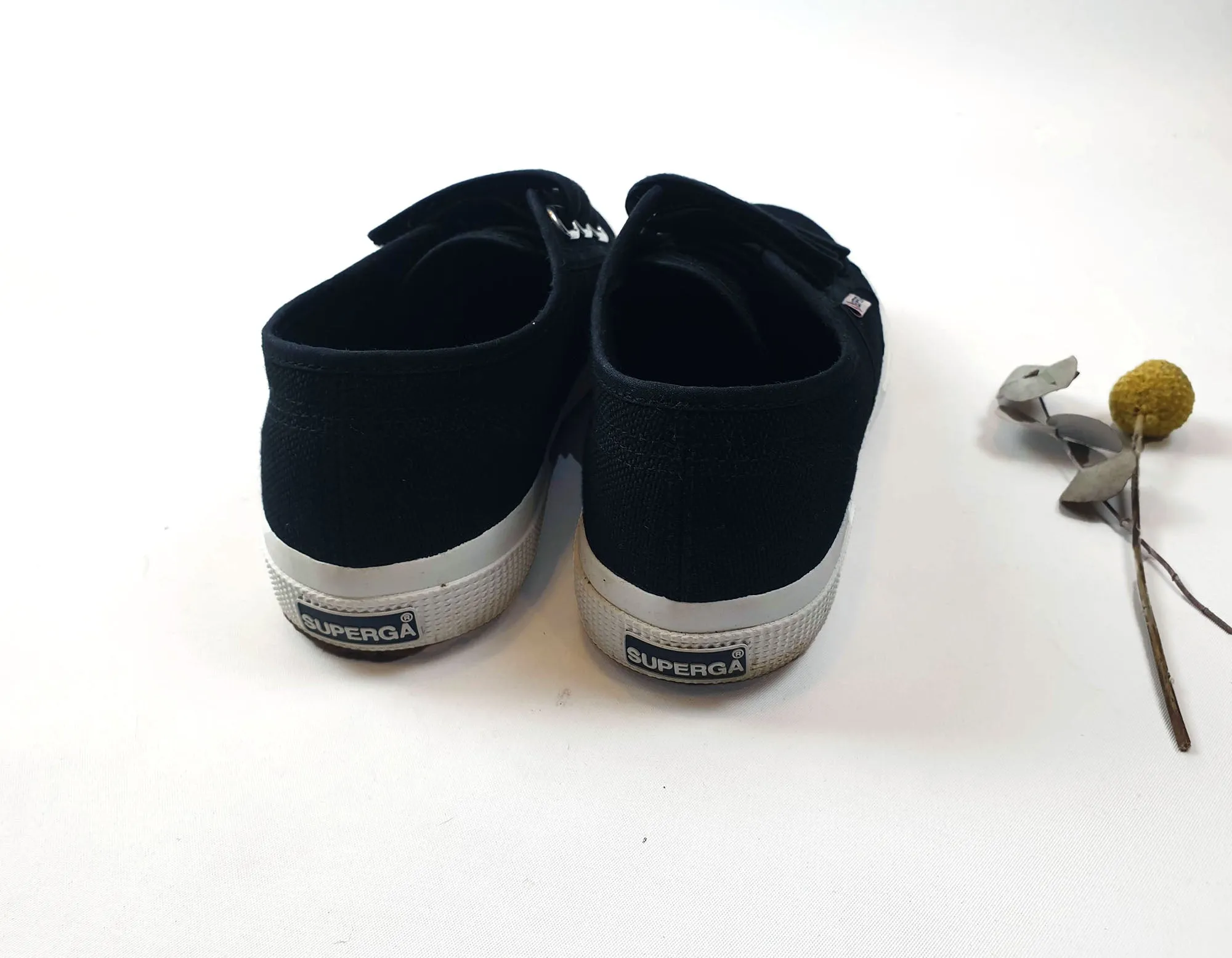 Superga black shoes with adjustable velcro size 38