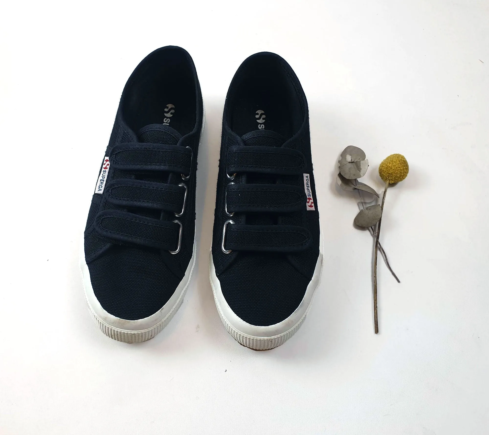 Superga black shoes with adjustable velcro size 38